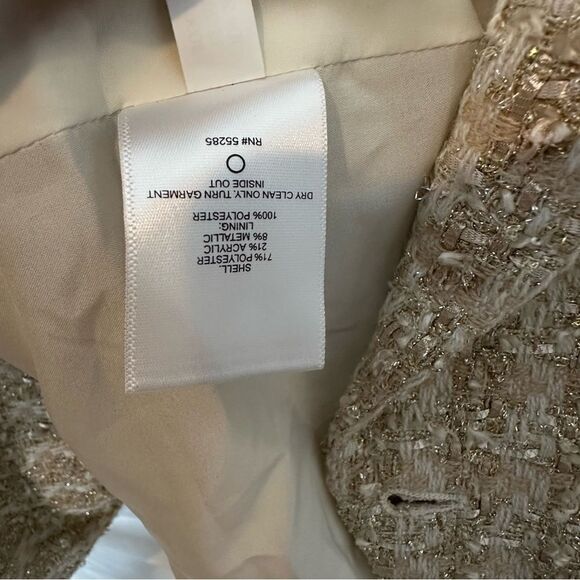 Express Cream Gold Metallic Double Breasted Tweed Blazer | S - Picture 11 of 11